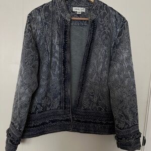 Coldwater Creek Dark Blue Brocade Jacket